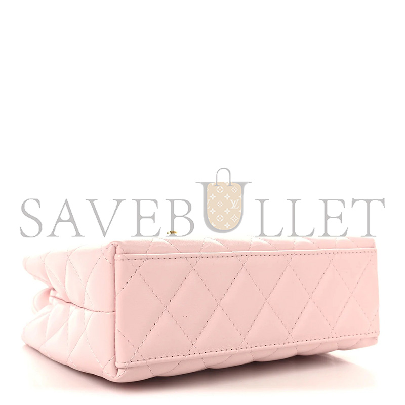 CHANEL SHINY AGED CALFSKIN QUILTED NANO KELLY SHOPPER LIGHT PINK AS4416 (19*13*7cm)